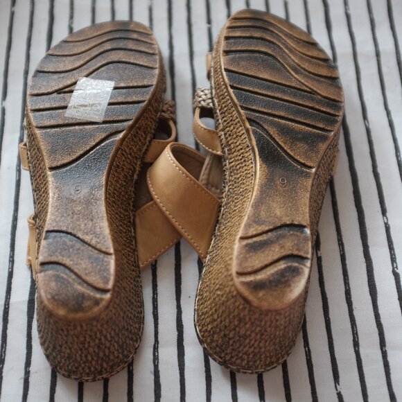 COPY - Patritzia By Spring Step Brown Tan Braided Wedge Sandal size 6 - Picture 6 of 11